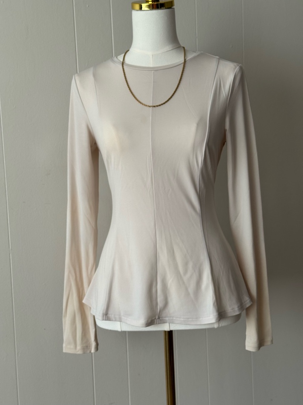 H&M Cream Long-Sleeve Peplum Top
